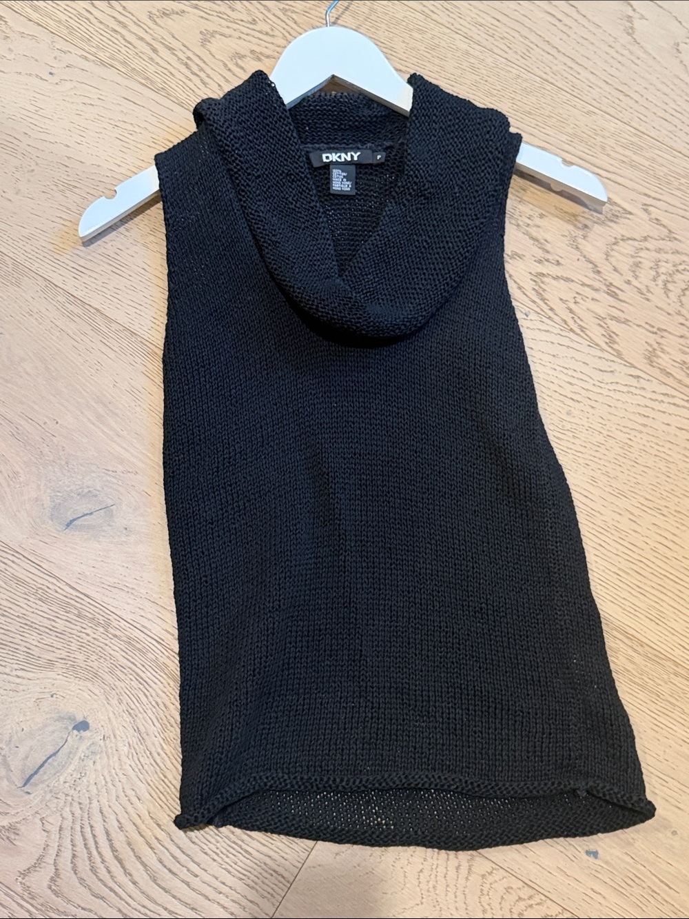 DKNY Cotton Knit Sleeveless Cowl Neck Sweater Size Petite